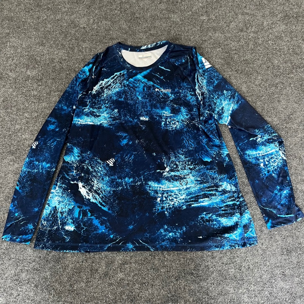 Columbia PFG Mens 2X Realtree Horizon Camo Blue Long Sleeve Fishing Shirt